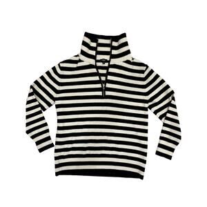 Express Women’s‎ Quarter Zip, XS Black/White Striped Viscose Blend Cozy Soft